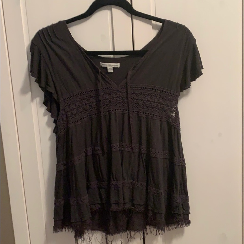 Flowy gray American eagle top